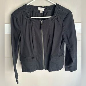 LOFT Women's Black Zip-Up Denim Jacket Size M
